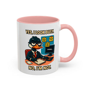Busy Duck Coffee Mug, Humorous Office Mug, Cute Animal Mug Gift, Quirky Work Mug, Funny Gift for Coworkers