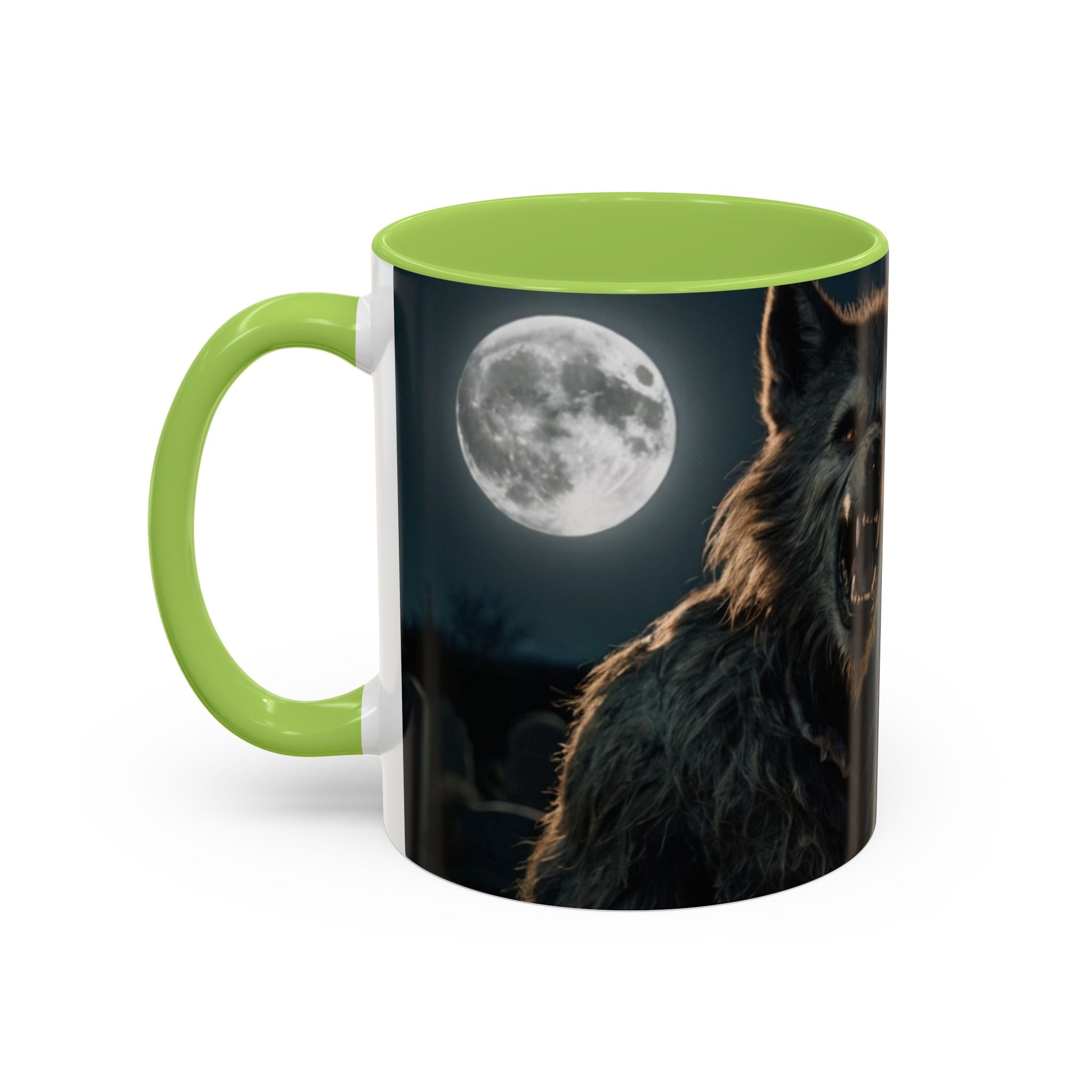 halloween werewolf full moon growl Howling Wolf Accent Coffee Mug - 11 & 15oz