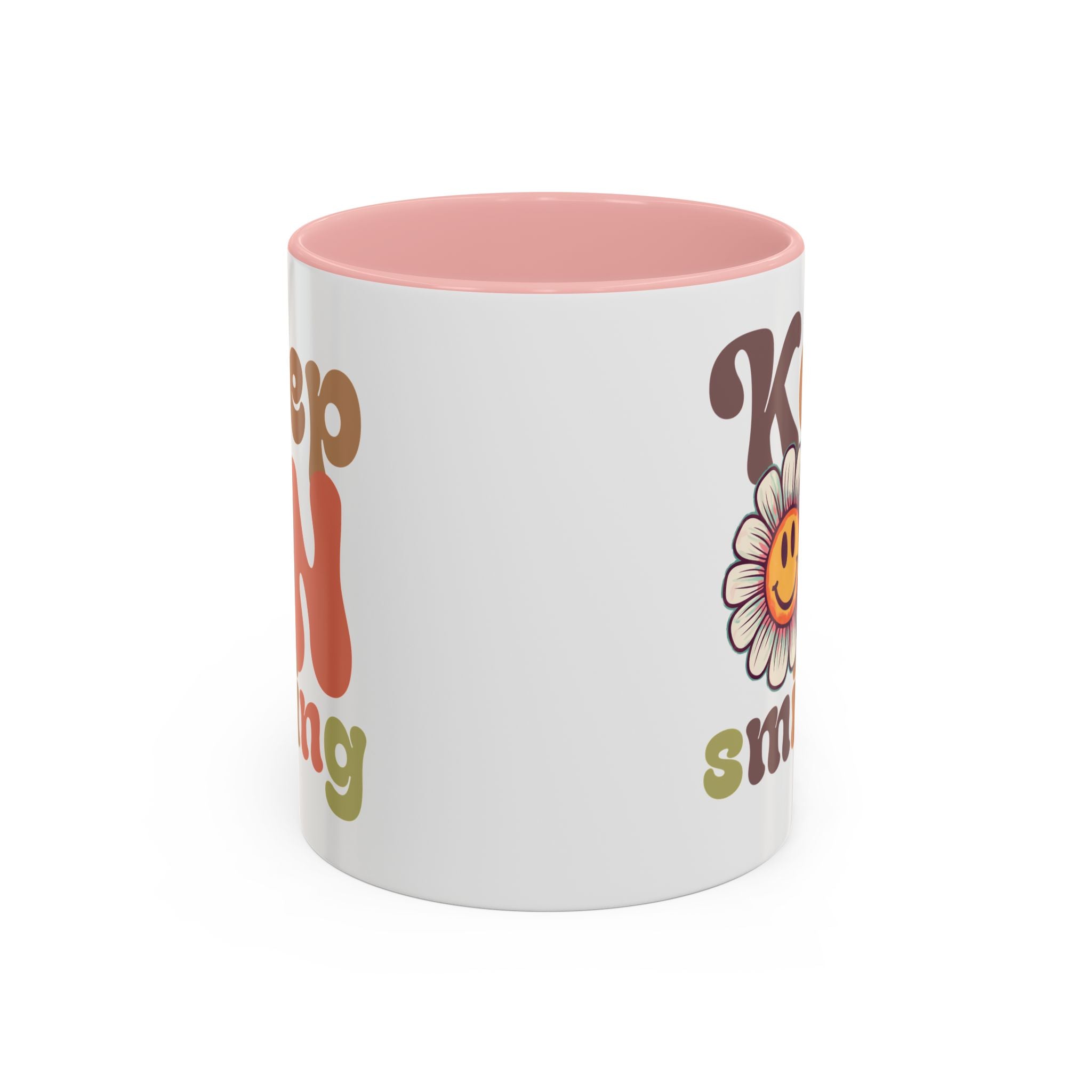 Keep Smiling Floral Coffee Mug - Cheerful 11 & 15oz Accent Mug for Daily Motivation