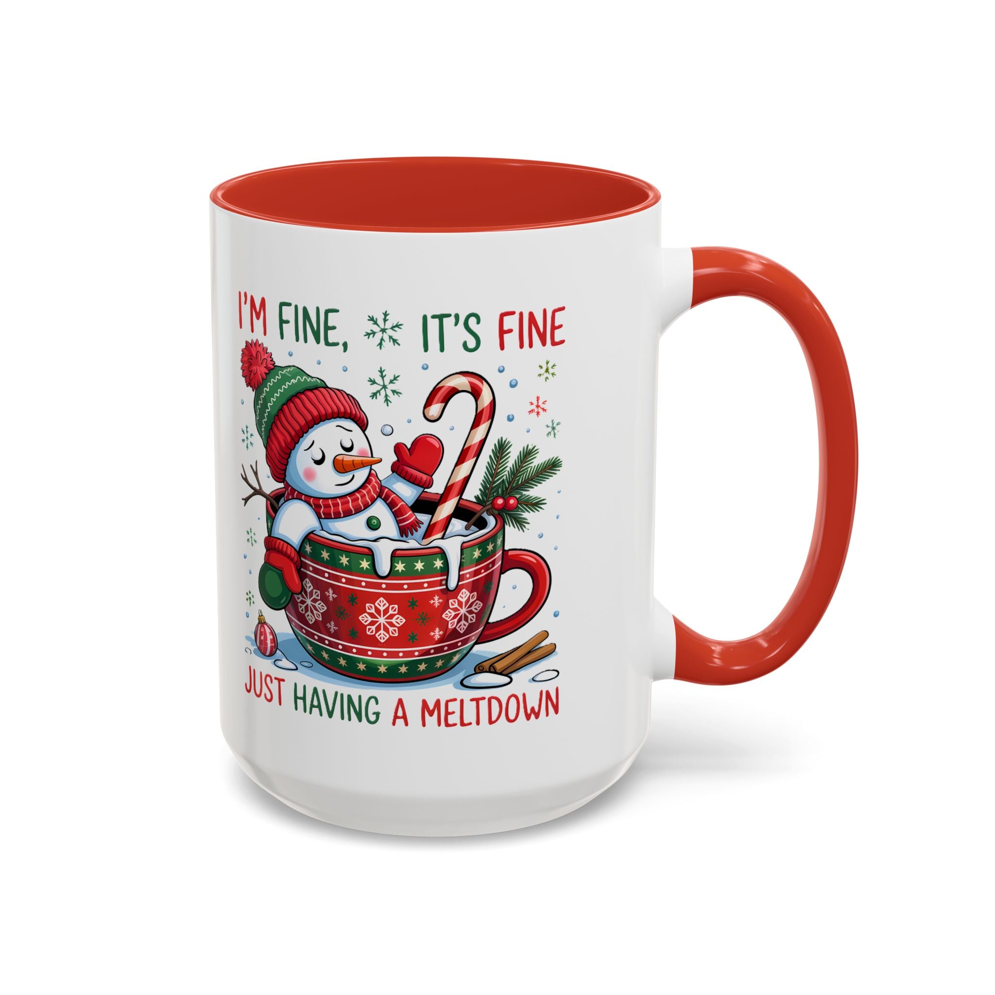 Festive Holiday Coffee Mug - "I'm Fine, It's Fine" Snowman Design sarcasm humor funny