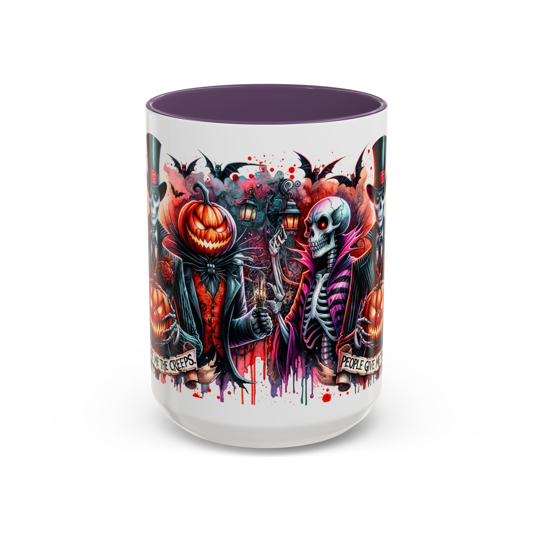 Halloween-themed Accent Coffee Mug, Spooky Skull Mug, Pumpkin Art Cup, Unique Gift for Halloween Lovers, October Decor