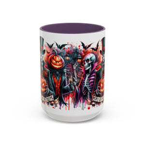 Halloween-themed Accent Coffee Mug, Spooky Skull Mug, Pumpkin Art Cup, Unique Gift for Halloween Lovers, October Decor