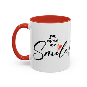 Inspirational Accent Coffee Mug - "You Make Me Smile!" - Perfect Gift for Friends & Family