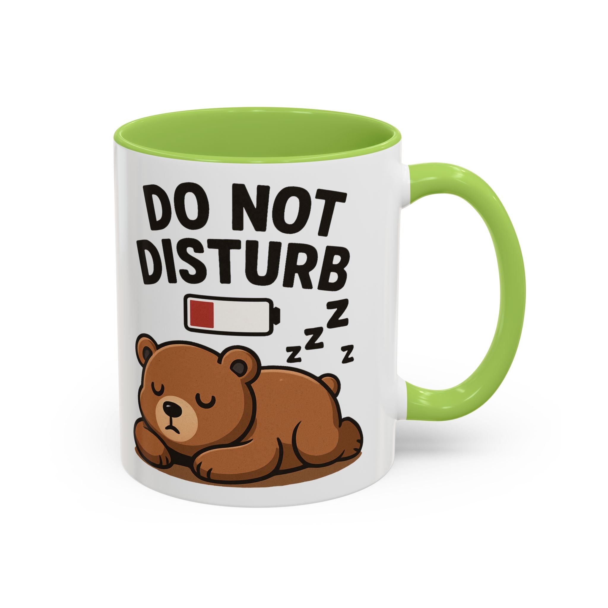 Do Not Disturb Bear Coffee Mug – Low Battery Cute Sleeping Bear Accent Mug (11/15oz)
