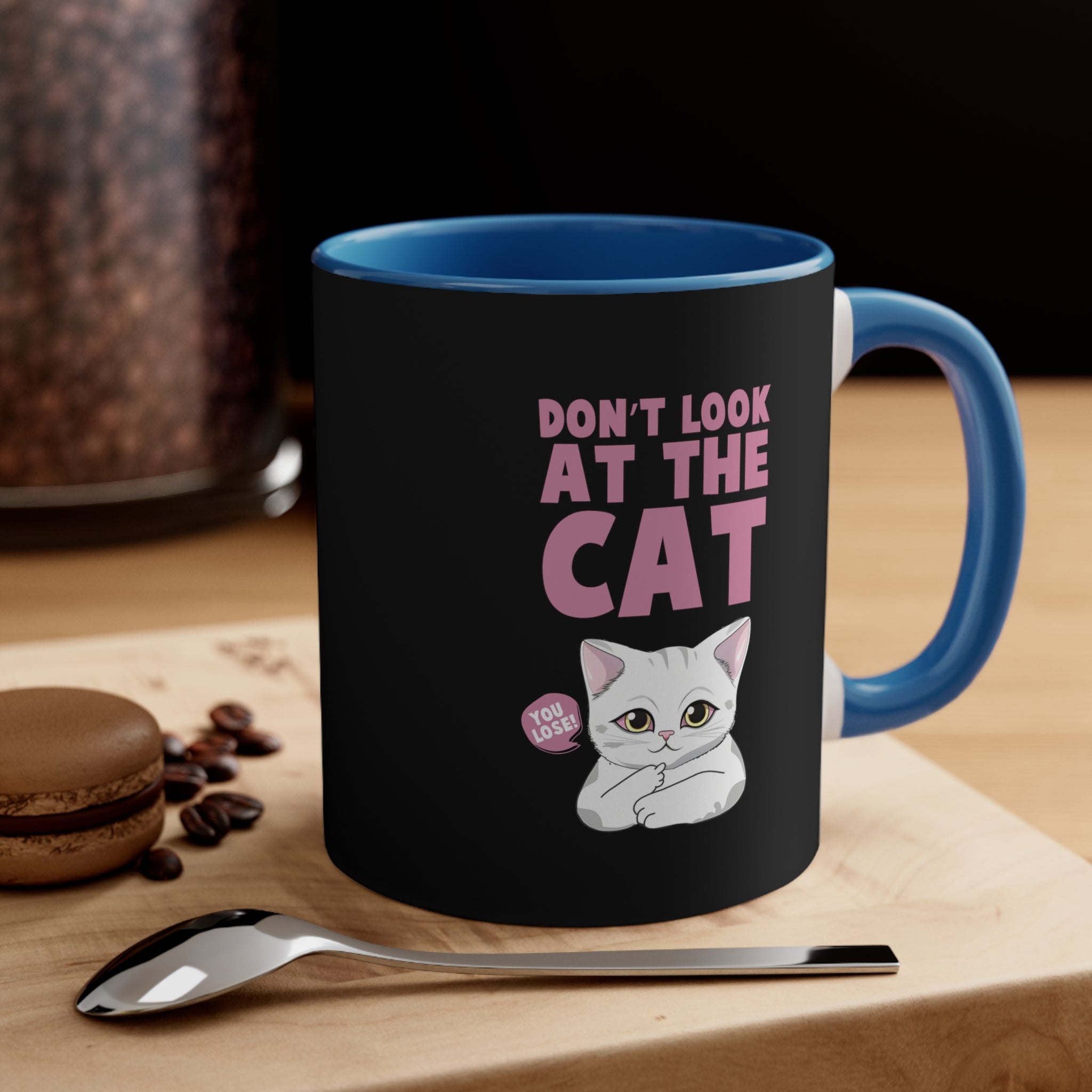 funny don't look at the cat Accent Coffee Mug, 11oz animal lovers gift