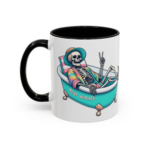 Rest in Peace Skeleton Coffee Mug - Fun Halloween Gift, Unique Home Decor, Hilarious Office Cup, Quirky Birthday Present, Spooky