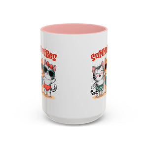 Summer Vibes Cat Coffee Mug - Fun Accent Mug for Cat Lovers