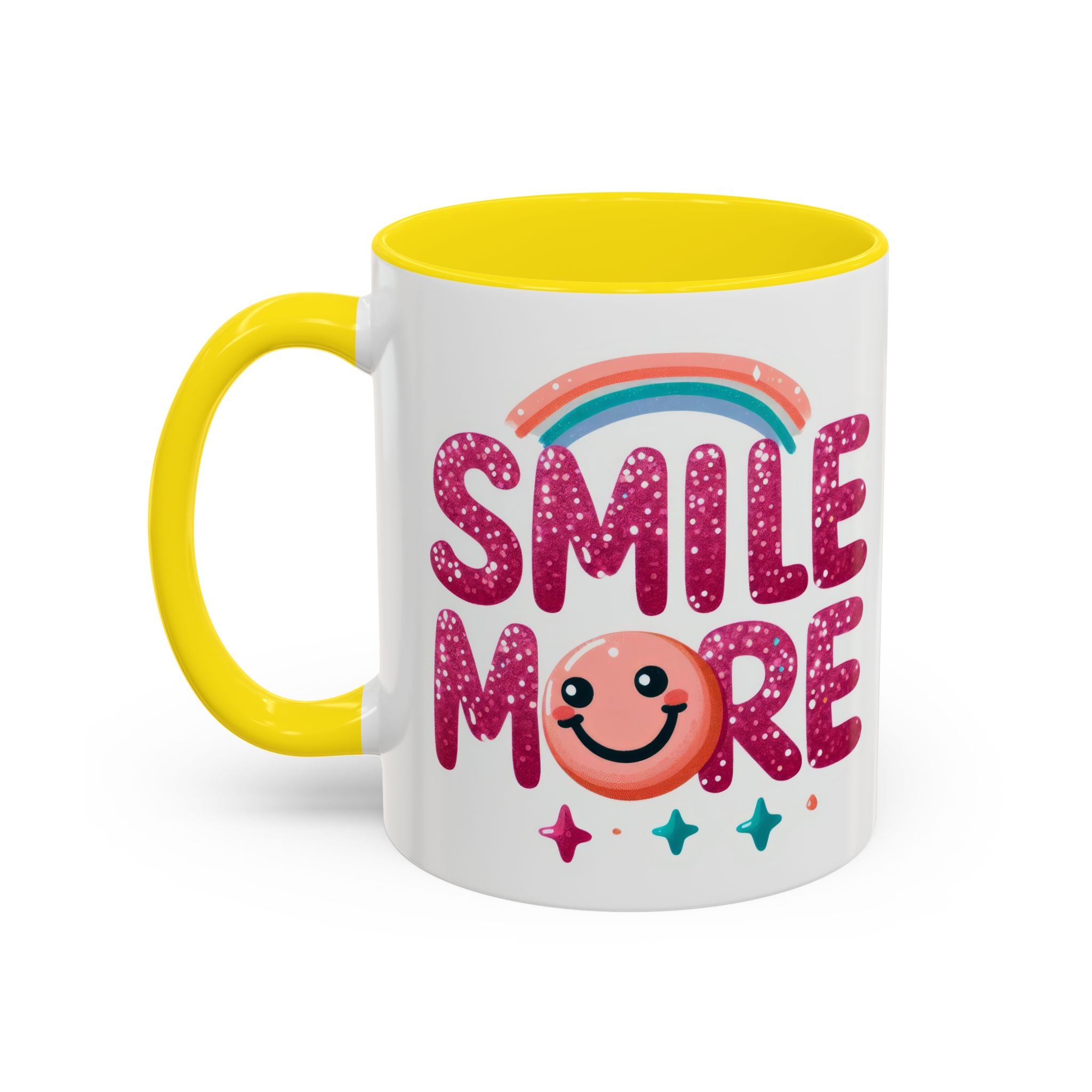 Smile More Coffee Mug – Cute Rainbow Smiley Accent Mug (11/15oz)
