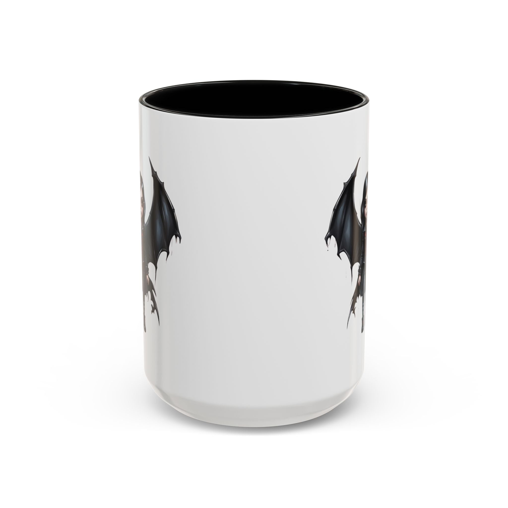 Gothic vampire girl with bat wings horror art Accent Coffee Mug (11, 15oz) vamp18