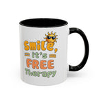 Smile It's Free Therapy Coffee Mug - Fun & Cheerful Accent Mugs for Brightening Your Day