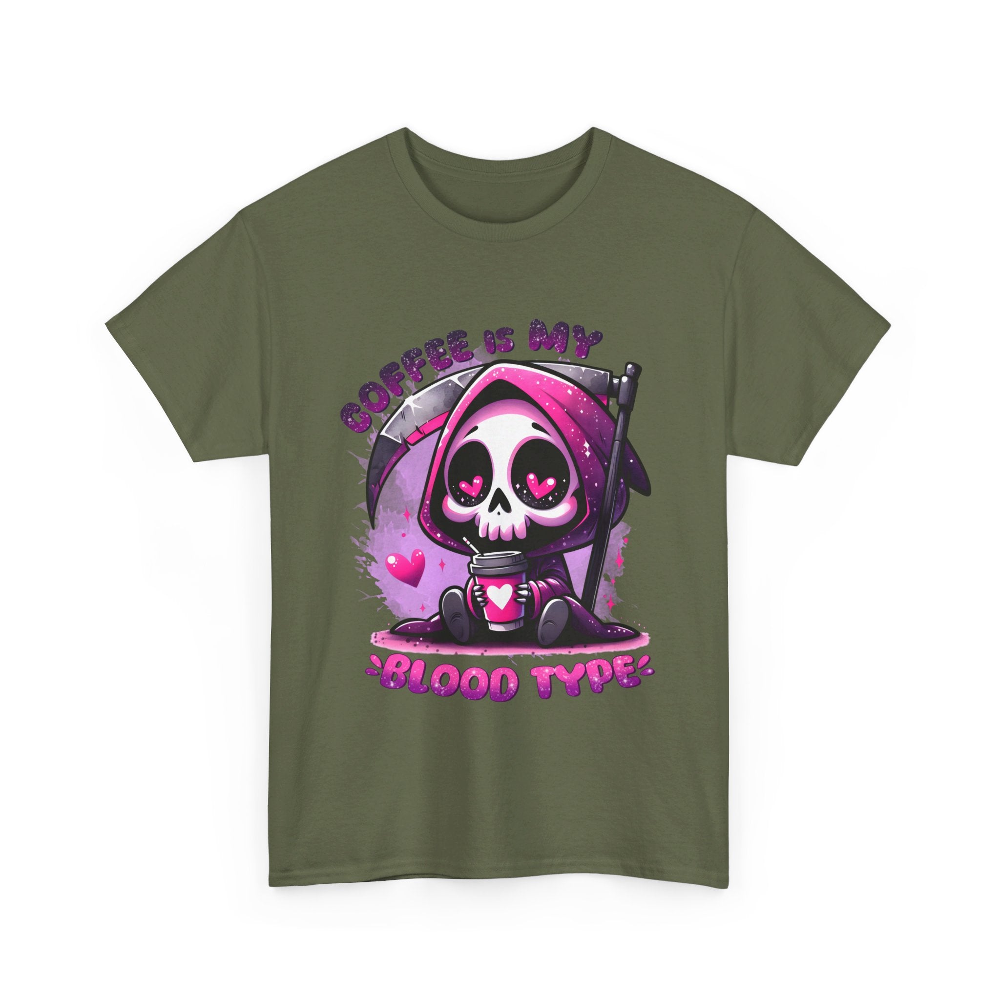 grim reaper coffee is my blood type Unisex Heavy Cotton Tee by the x m world
