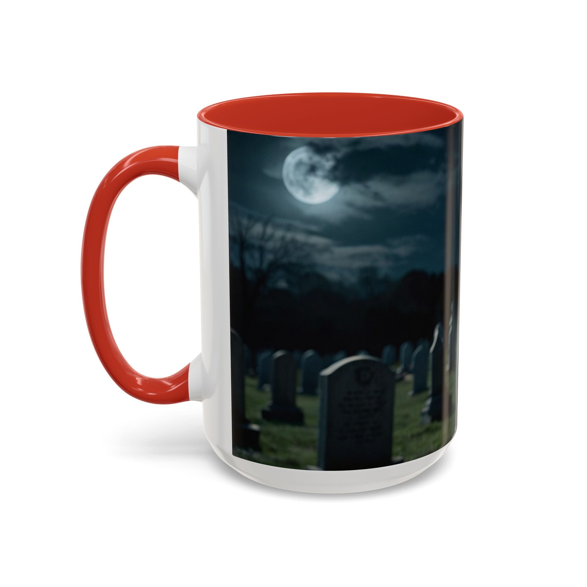werewolf Howling Wolf Accent Coffee Mug – Gothic Cemetery Night Design (11/15oz) fantasy horror