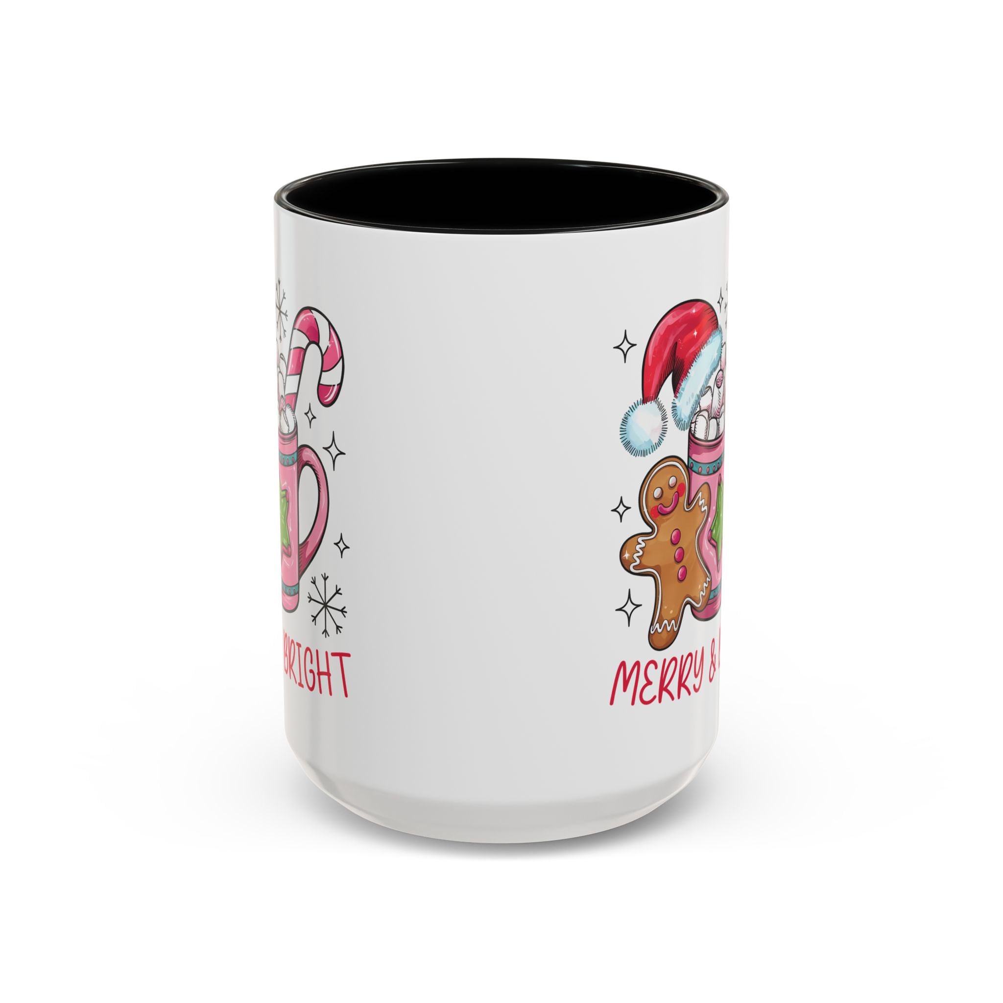 Festive Gingerbread Coffee Mug, Christmas Gift, Holiday Coffee Cup, Merry & Bright Mug, Winter Mug, Hot Chocolate Holder
