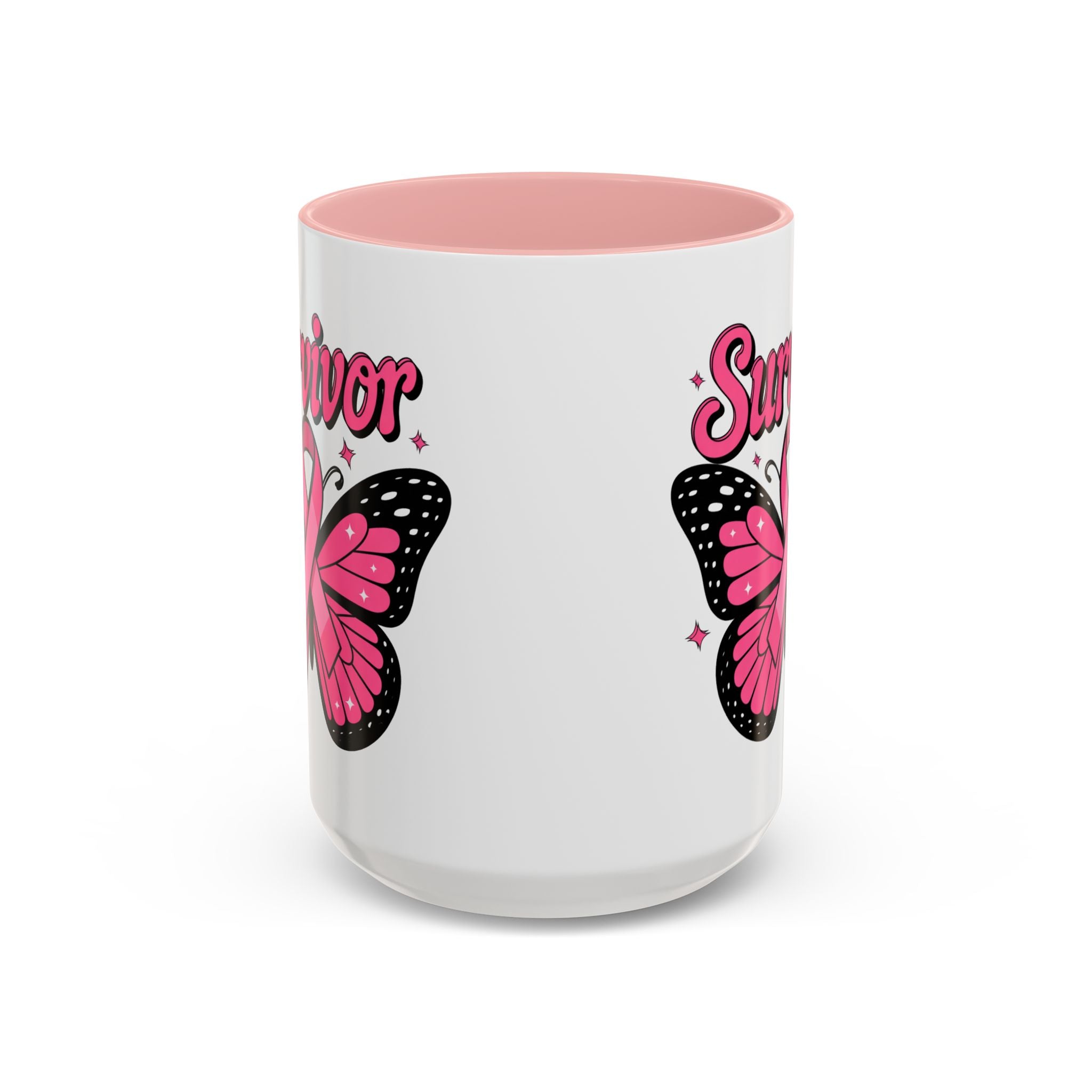 Survivor Butterfly Coffee Mug, Inspirational Gift, Pink Ribbon Mug, Breast Cancer Awareness, Empowerment Cup, Motivational Drinkware