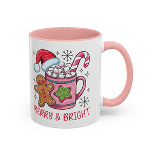 Festive Gingerbread Coffee Mug, Christmas Gift, Holiday Coffee Cup, Merry & Bright Mug, Winter Mug, Hot Chocolate Holder