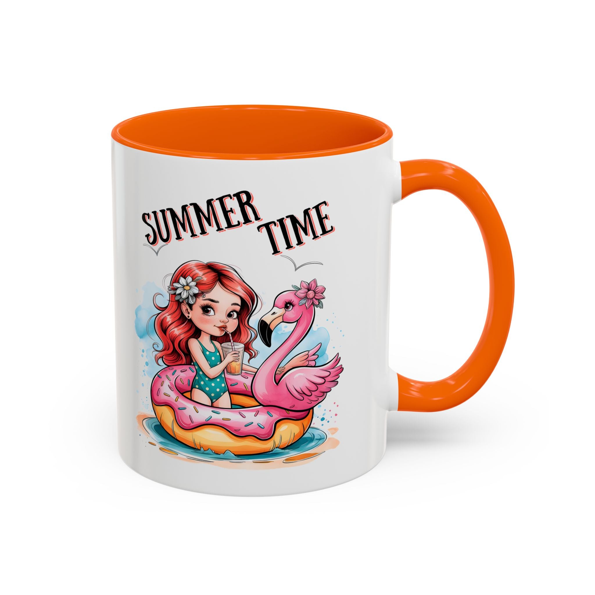 Summer Time Accent Coffee Mug - 11oz & 15oz funny cute girl floating