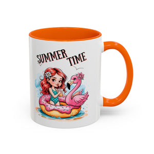 Summer Time Accent Coffee Mug - 11oz & 15oz funny cute girl floating