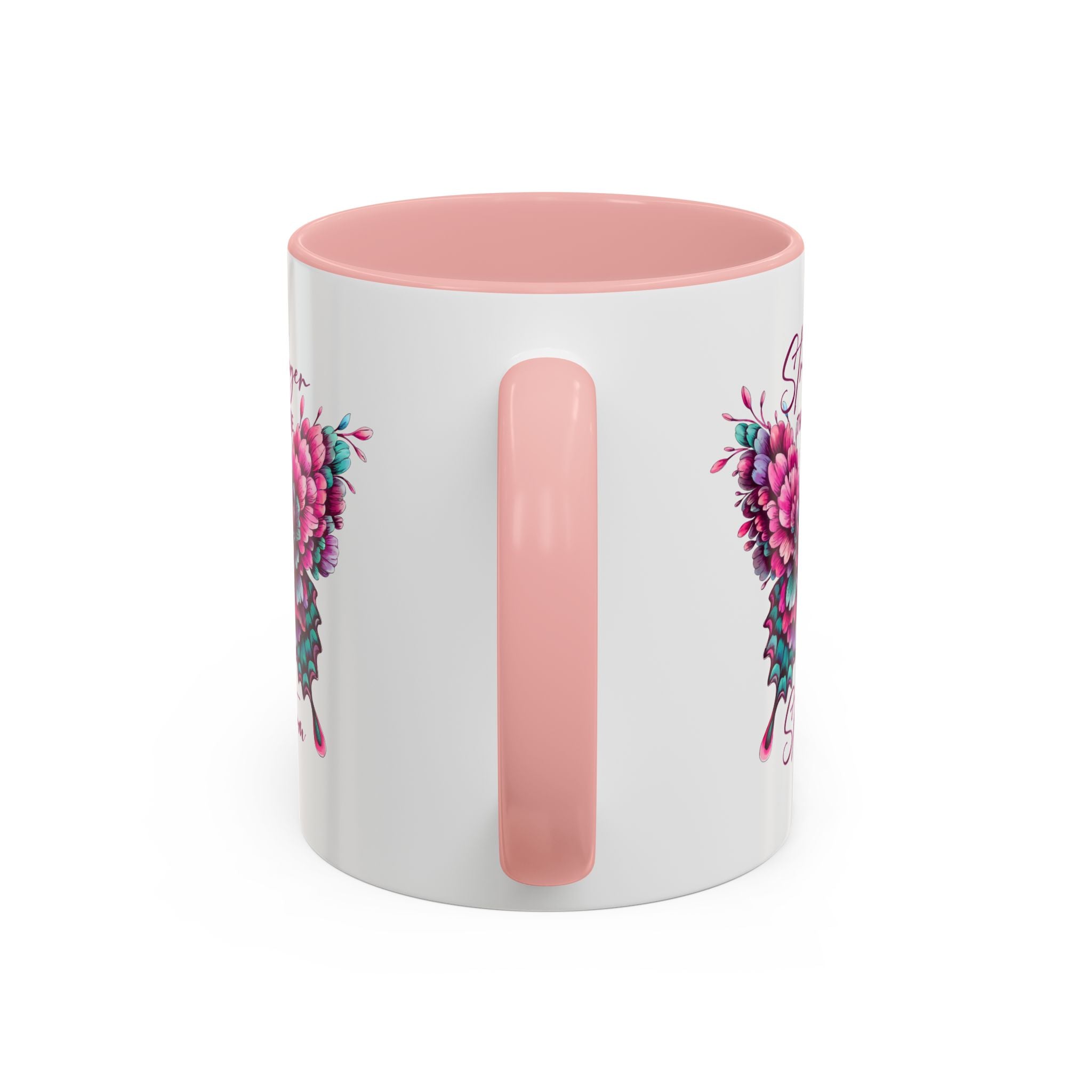 Stronger Than The Storm Accent Coffee Mug - Inspirational Butterfly Design