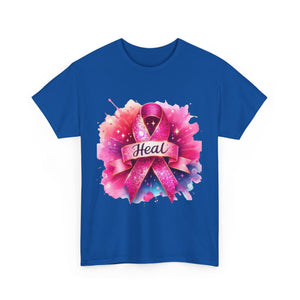 Breast Cancer Awareness Tee, Heal Ribbon Shirt, Supportive Gift, Unisex Cotton T-Shirt, Inspirational Apparel, Pink Ribbon Top