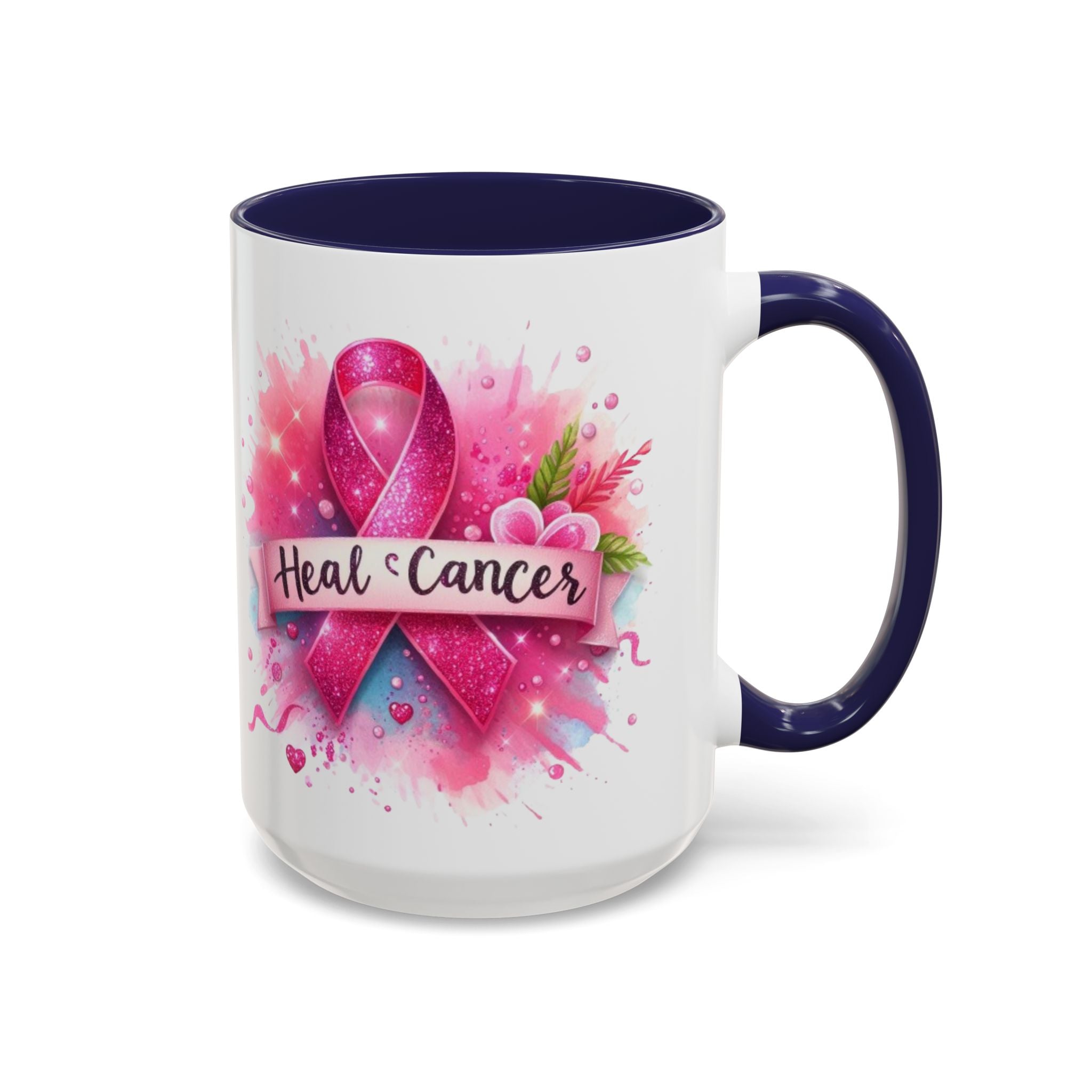 Pink Ribbon Healing Coffee Mug | Support Cancer Awareness | Inspirational Gift | Breast Cancer Support | 11oz & 15oz Options