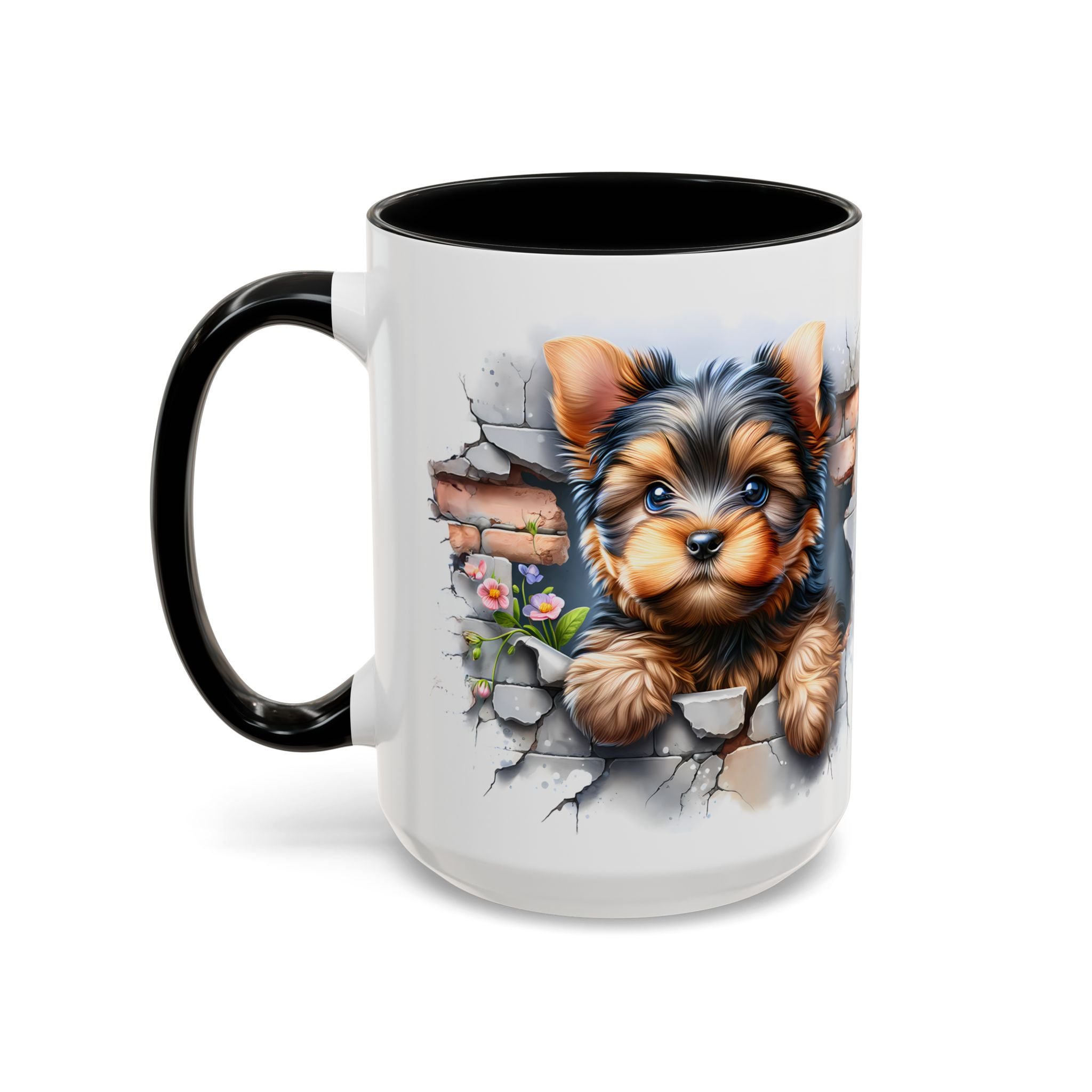 Cute Dog Peeking Coffee Mug, Pet Lover Gift, Yorkshire Terrier Mug, Animal Lover Coffee Cup, Dog-Themed Drinkware, Doggie Mug
