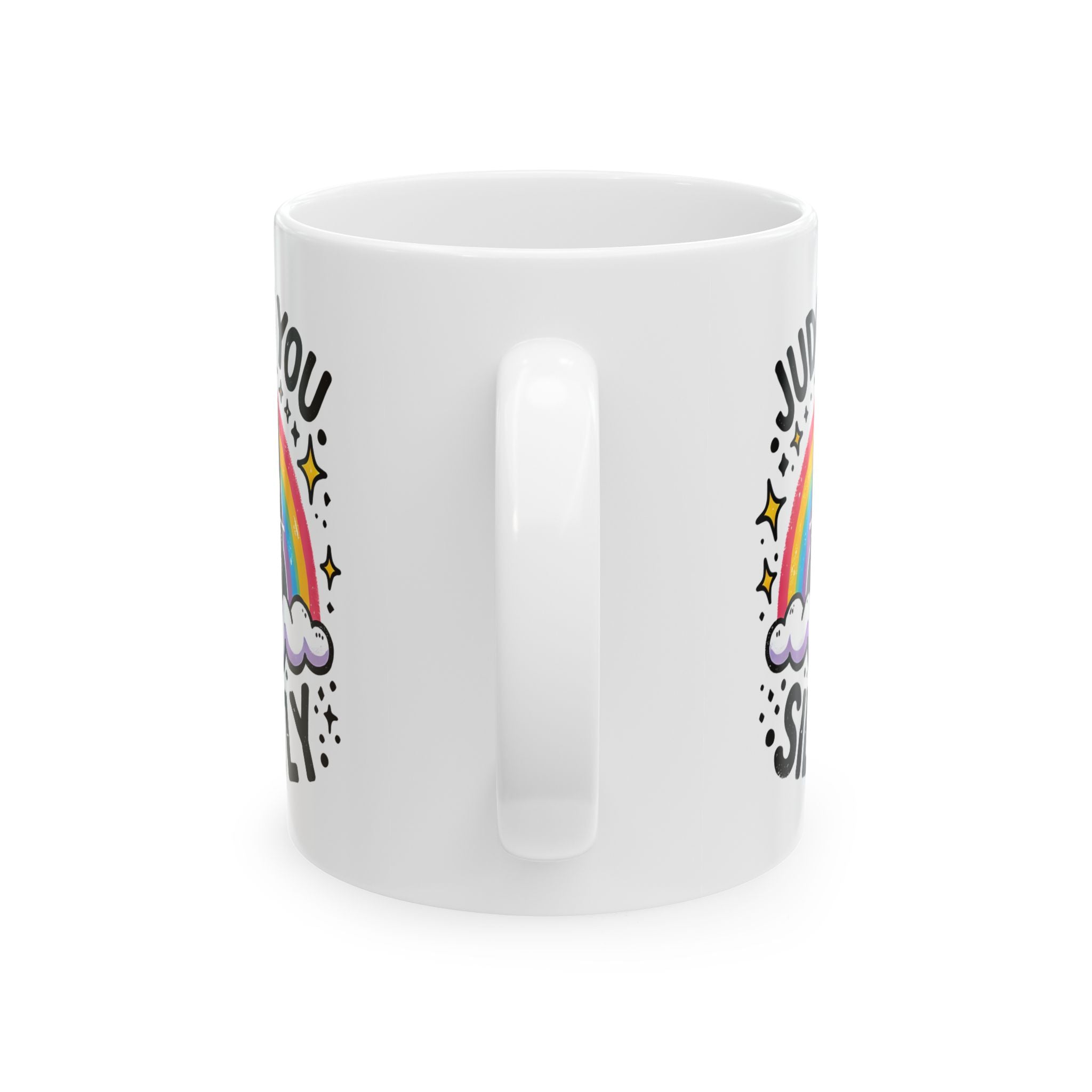 attitude Cat  Coffee Mug - Judging You Silently, Funny Gift for Cat Lovers, Cute Home Decor, Rainbow Cat Mug, Unique Pet Owner