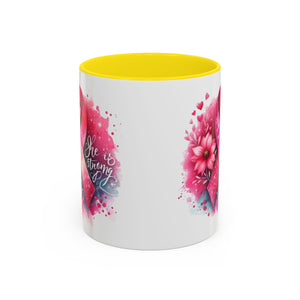 Breast Cancer Awareness Coffee Mug - Inspirational Gift, Motivational Drinkware, Supportive Cup, Pink Ribbon Design, She Is Strong