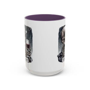 Stylish Skull Coffee Mug, Gothic Drinkware, Staying Alive Gift for Halloween, Funny Office Mug, Alternative Drinkware