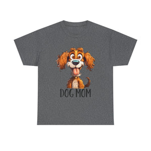 Dog Mom Unisex Heavy Cotton Tee, Pet Lover Shirt, Gift for Dog Lovers, Animal T-Shirt, Cute Dog Graphic Tee
