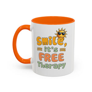 Smile It's Free Therapy Coffee Mug - Fun & Cheerful Accent Mugs for Brightening Your Day