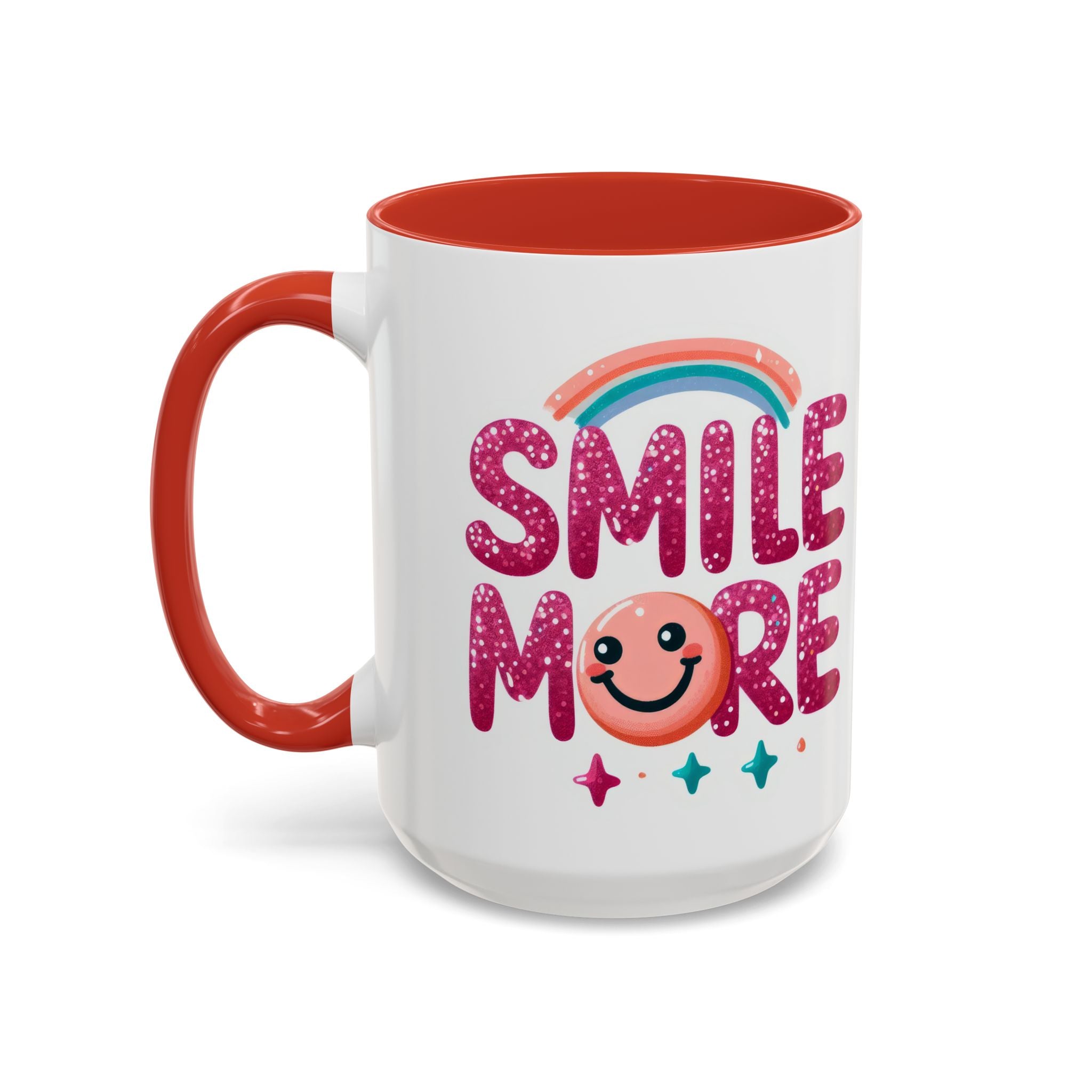 Smile More Coffee Mug – Cute Rainbow Smiley Accent Mug (11/15oz)