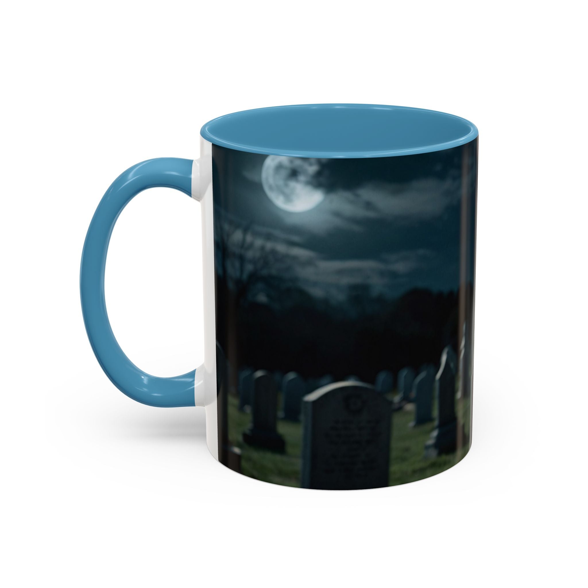werewolf Howling Wolf Accent Coffee Mug – Gothic Cemetery Night Design (11/15oz) fantasy horror