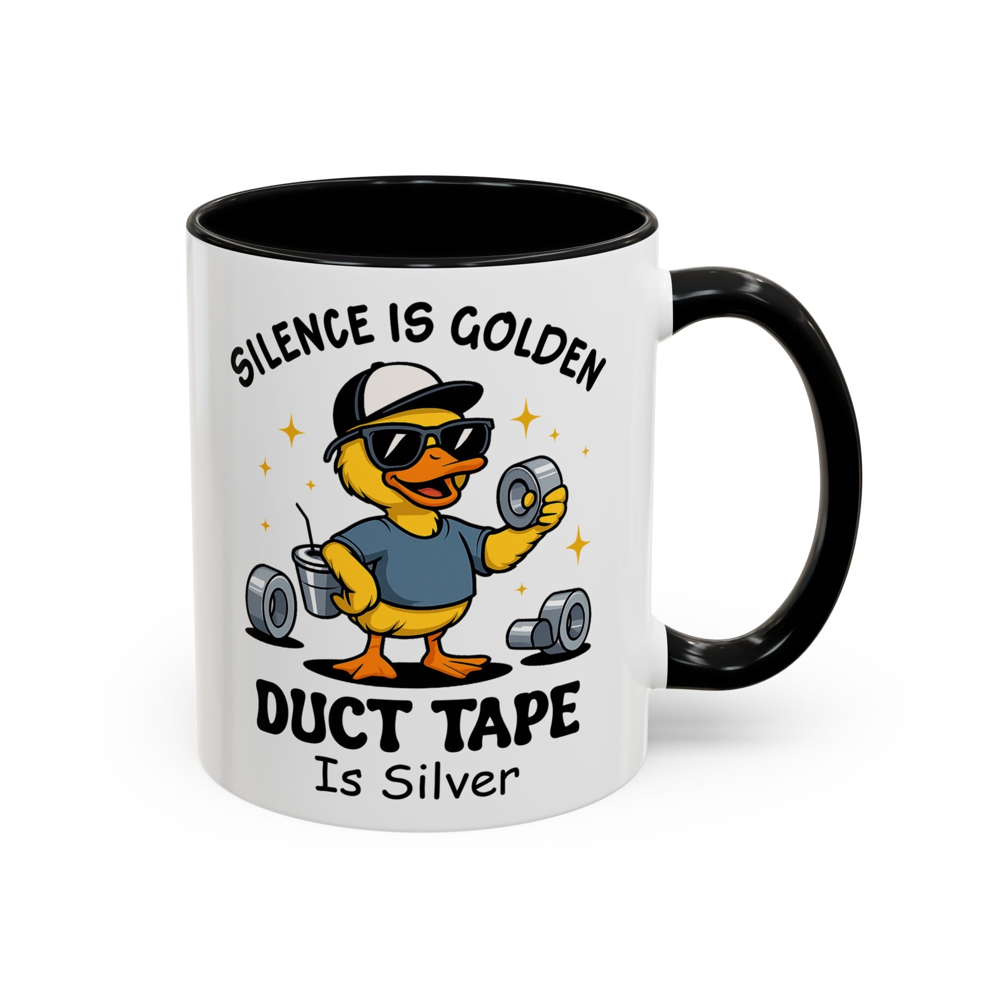Silence Is Golden Duct Tape Is Silver Mug — Funny Duck Repair Coffee Mug (11/15 oz)