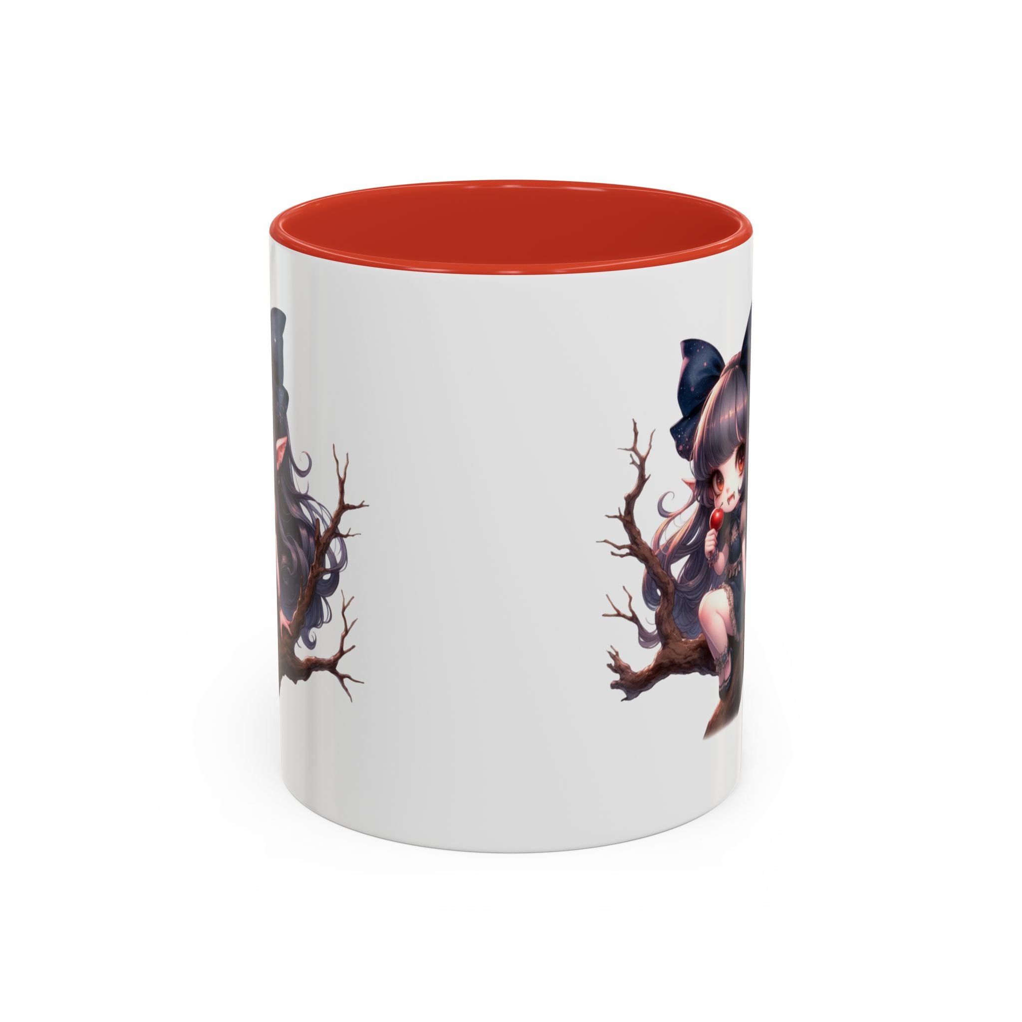 gothic vampire girl in tree horror art Accent Coffee Mug (11, 15oz) png16