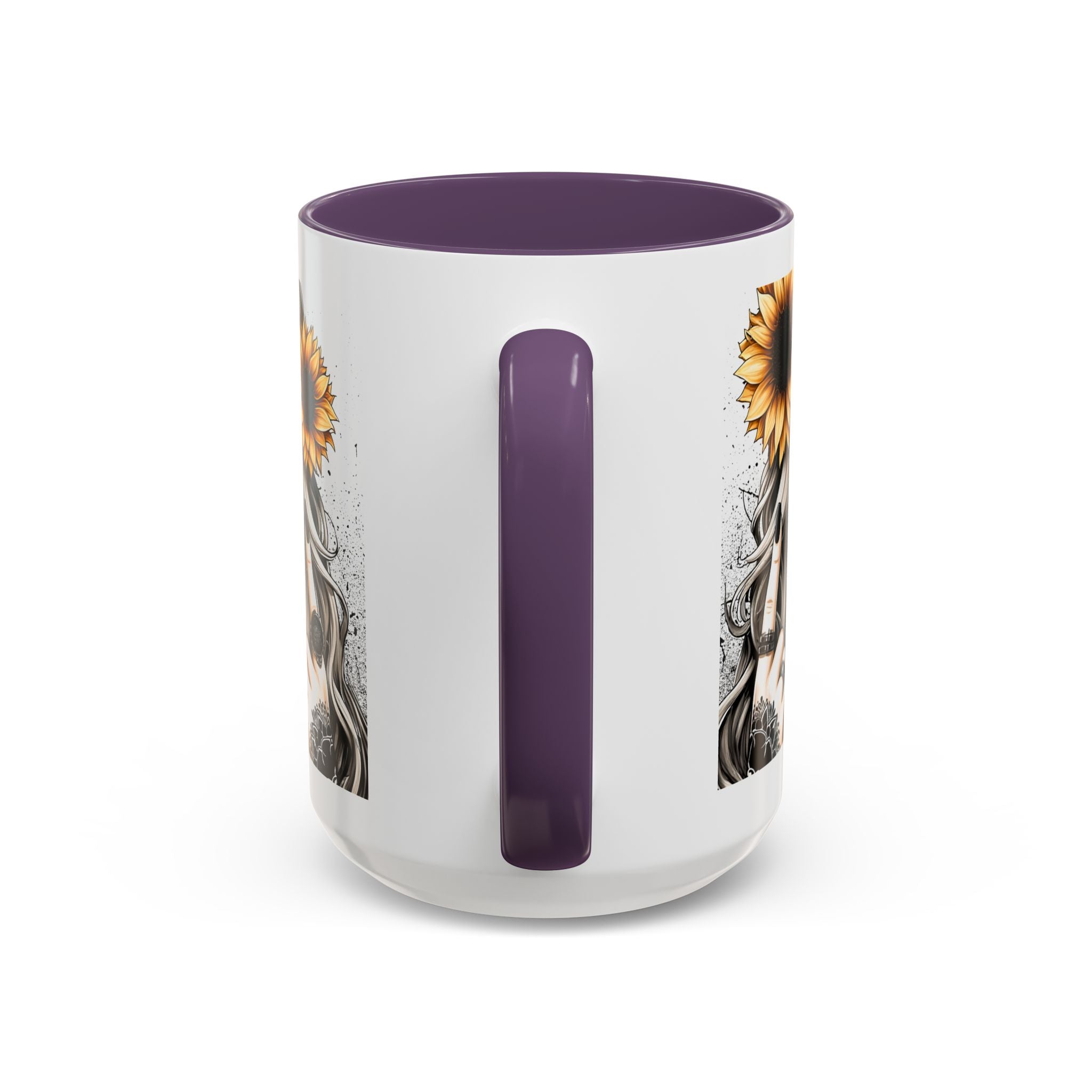 Sunflower Skull Accent Coffee Mug, Gothic Floral Mug, Unique Gift for Coffee Lovers, Boho Decor, Halloween Mug, Artful Drinkware