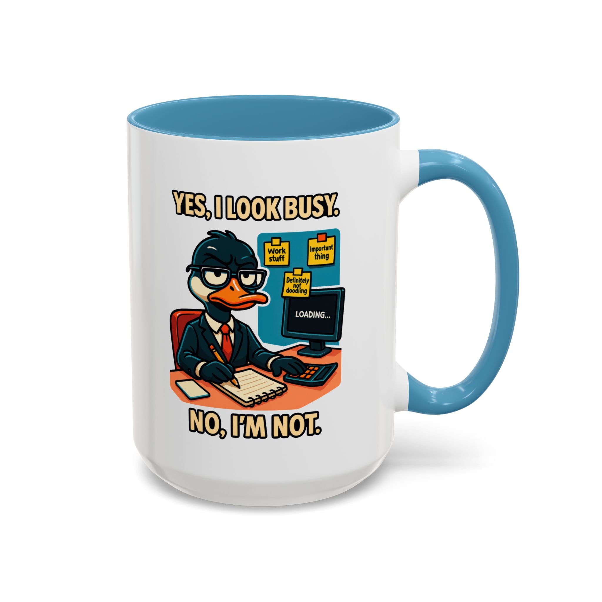 Busy Duck Coffee Mug, Humorous Office Mug, Cute Animal Mug Gift, Quirky Work Mug, Funny Gift for Coworkers