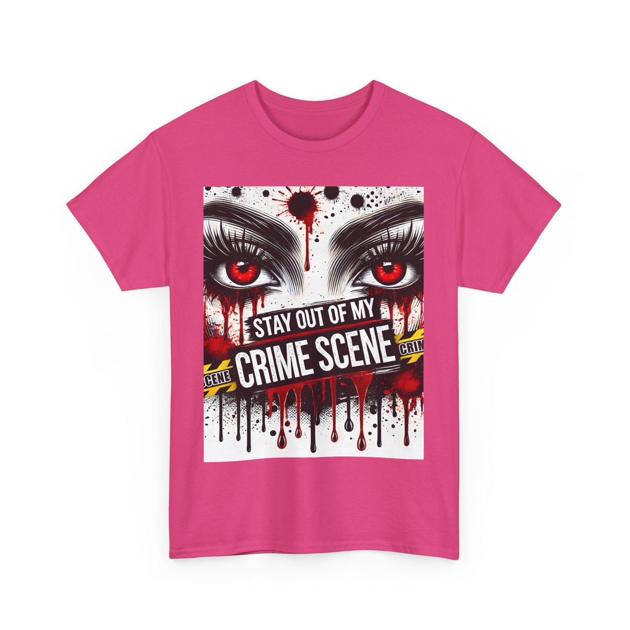 Gothic Crime Scene Tee | Edgy Graphic T-Shirt for Halloween, Horror Fans, Costume Parties, Birthday Gift, Unisex Heavy Cotton