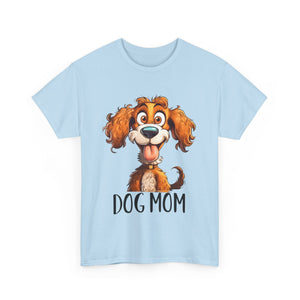 Dog Mom Unisex Heavy Cotton Tee, Pet Lover Shirt, Gift for Dog Lovers, Animal T-Shirt, Cute Dog Graphic Tee