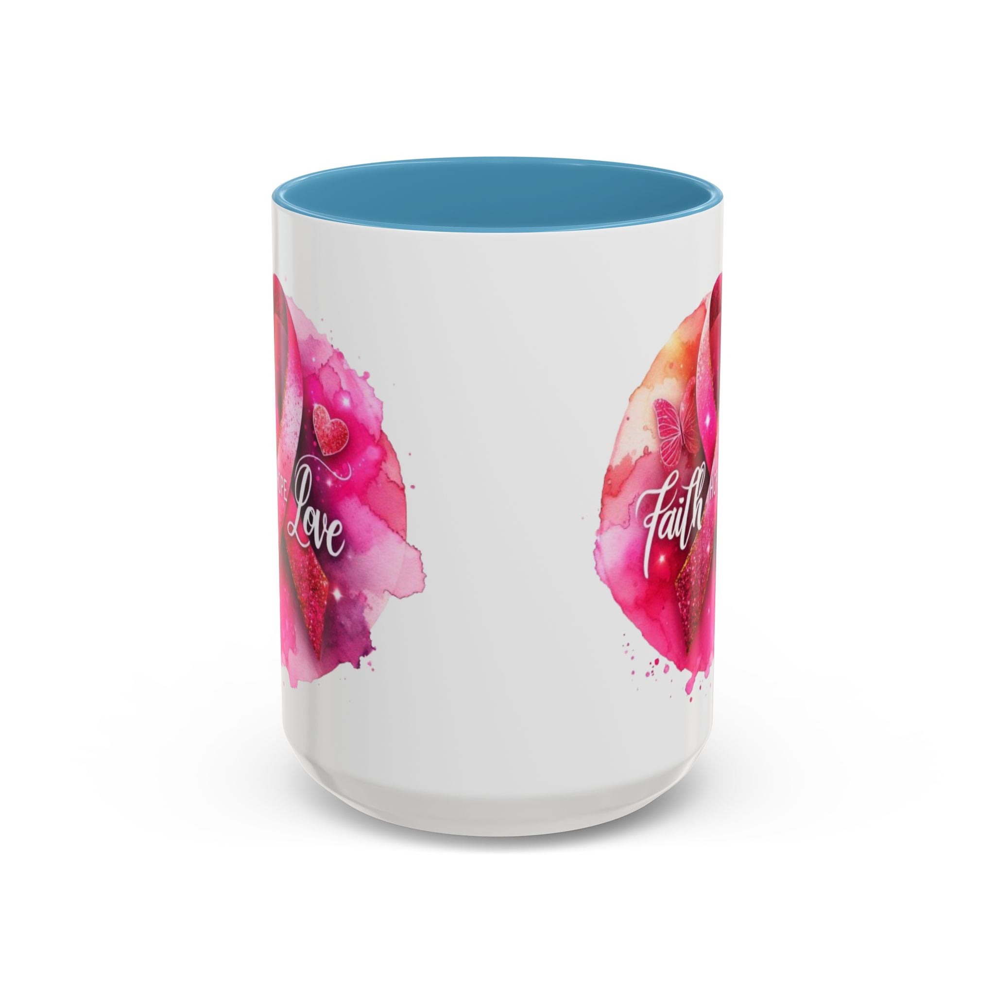 Inspirational Accent Coffee Mug with Pink Ribbon Design, Faith Hope Love Gift, Cancer Awareness Mug, Supportive Drinkware, Meaningful [...]