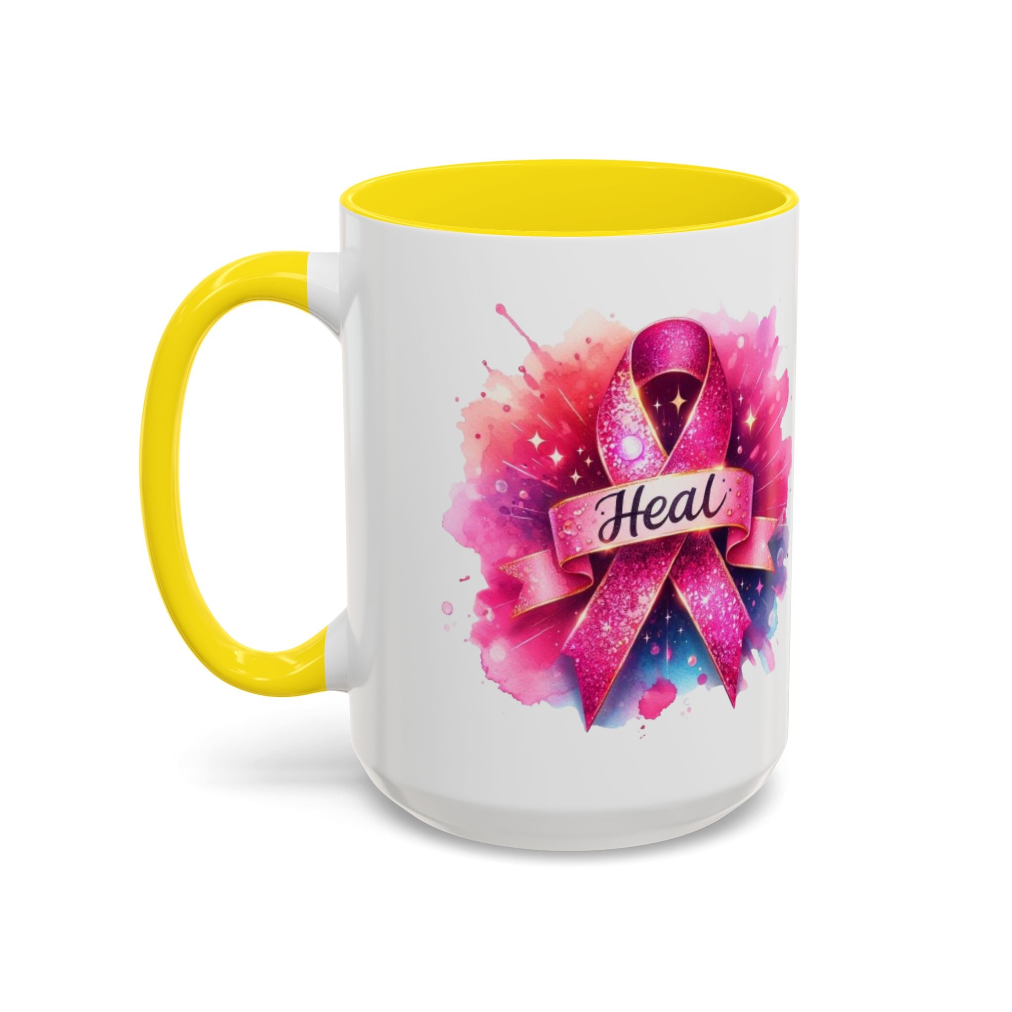 cancer awareness Inspirational Coffee Mug, Healing Ribbon Mug, Gift for Cancer Survivors, Motivational Drinkware, Support