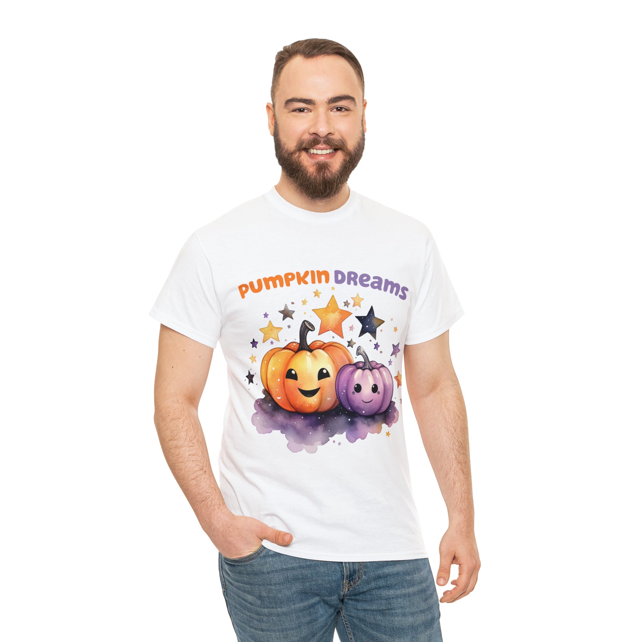 Halloween t shirt pumpkin dreams pastel colors gift for whole family fall fun stocking stuffer Unisex Heavy Cotton Tee