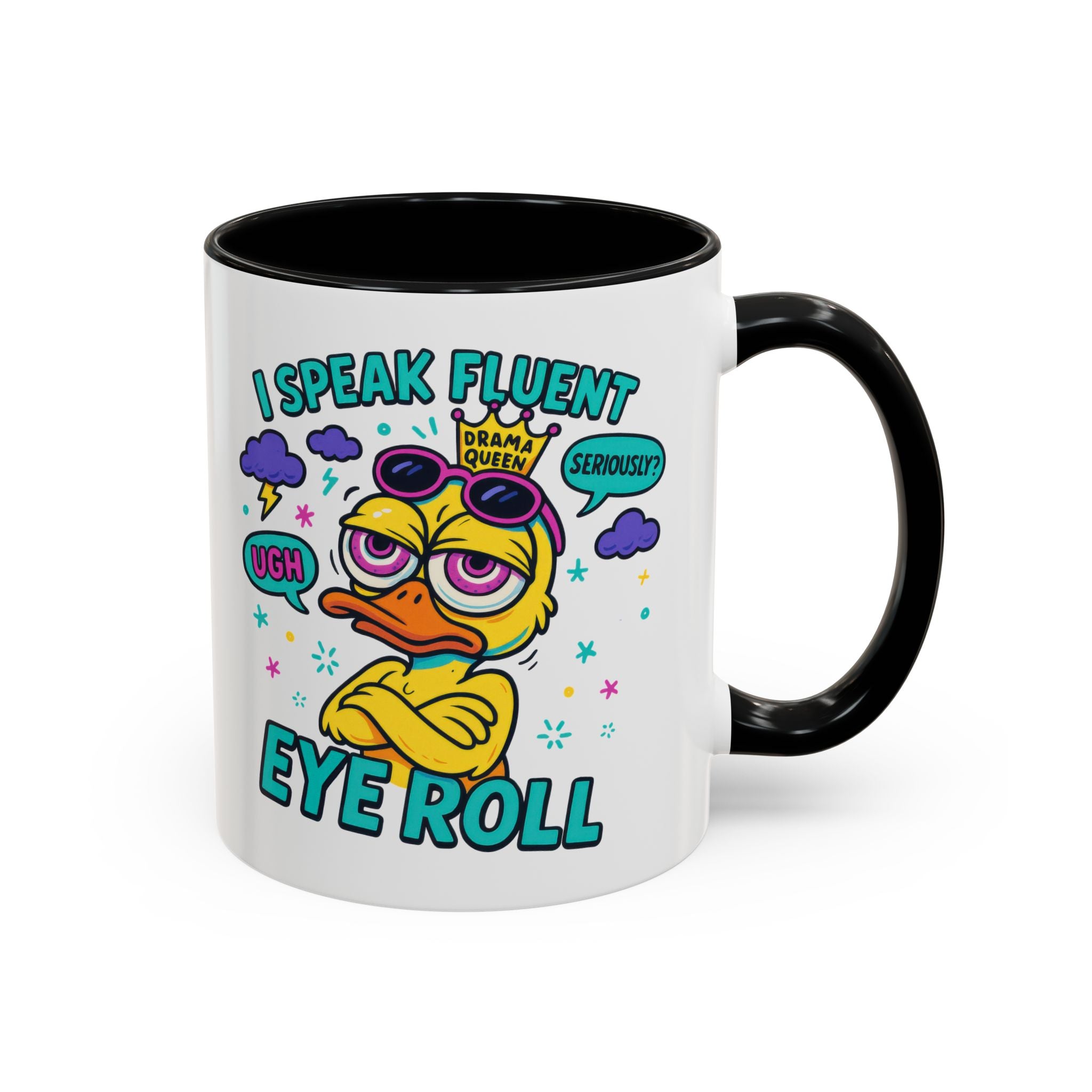 attitude Sassy Eye Roll Coffee Mug,  for Coffee Lovers, Gift for Friends, Quirky Tea Mug, Humor  Cute Kitchen Decor