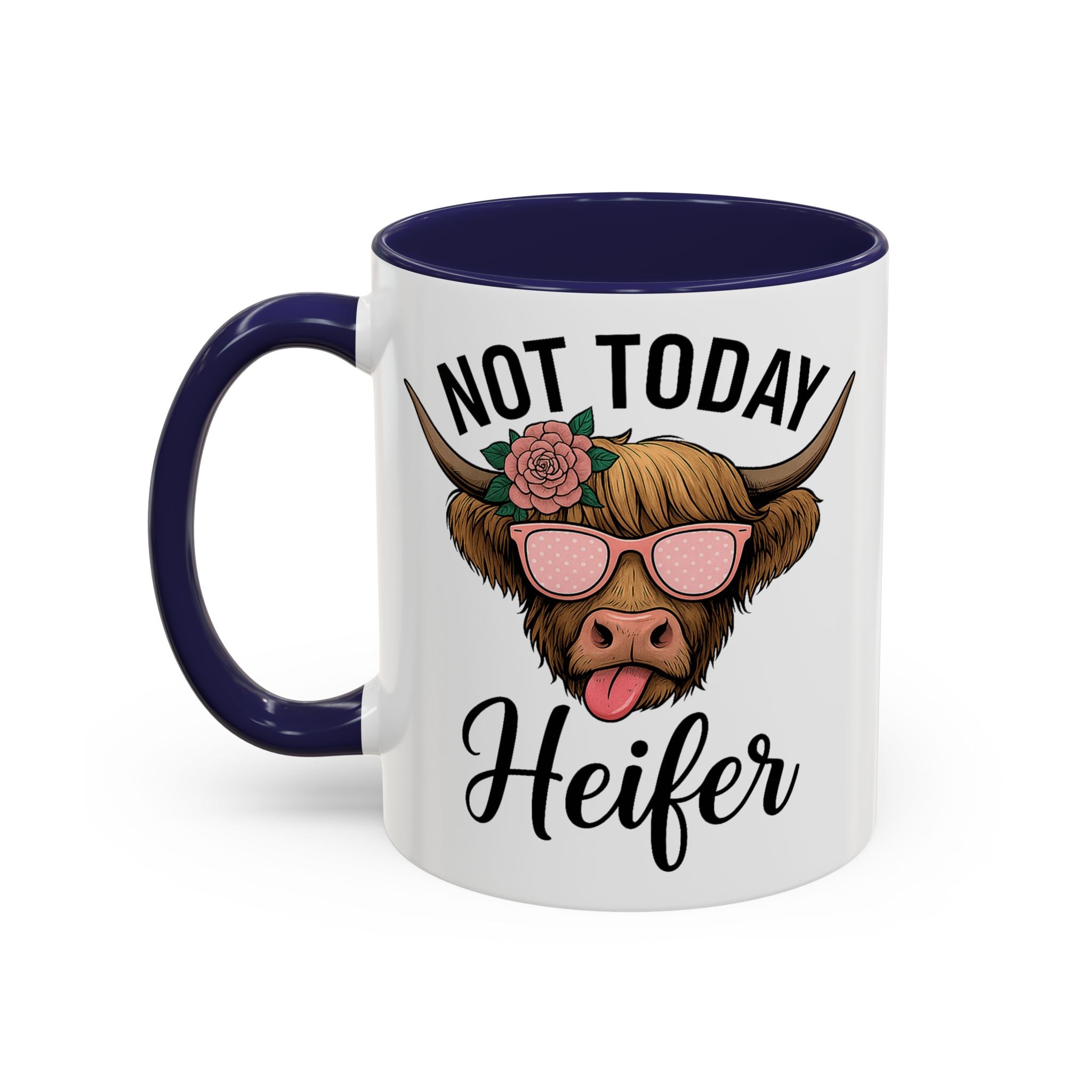 Not Today Heifer Coffee Mug — Funny Cow Mug with Sunglasses (11/15oz)