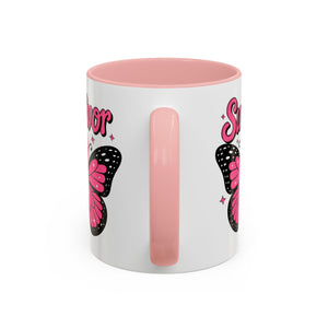 Survivor Butterfly Coffee Mug, Inspirational Gift, Pink Ribbon Mug, Breast Cancer Awareness, Empowerment Cup, Motivational Drinkware