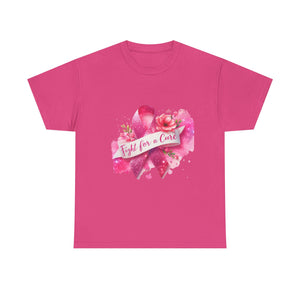 Fight for a Cure Unisex Heavy Cotton Tee | Breast Cancer Awareness Shirt, Support Tee, Gift for Her, Charity Fundraiser Tee, Pink Ribbon Tee