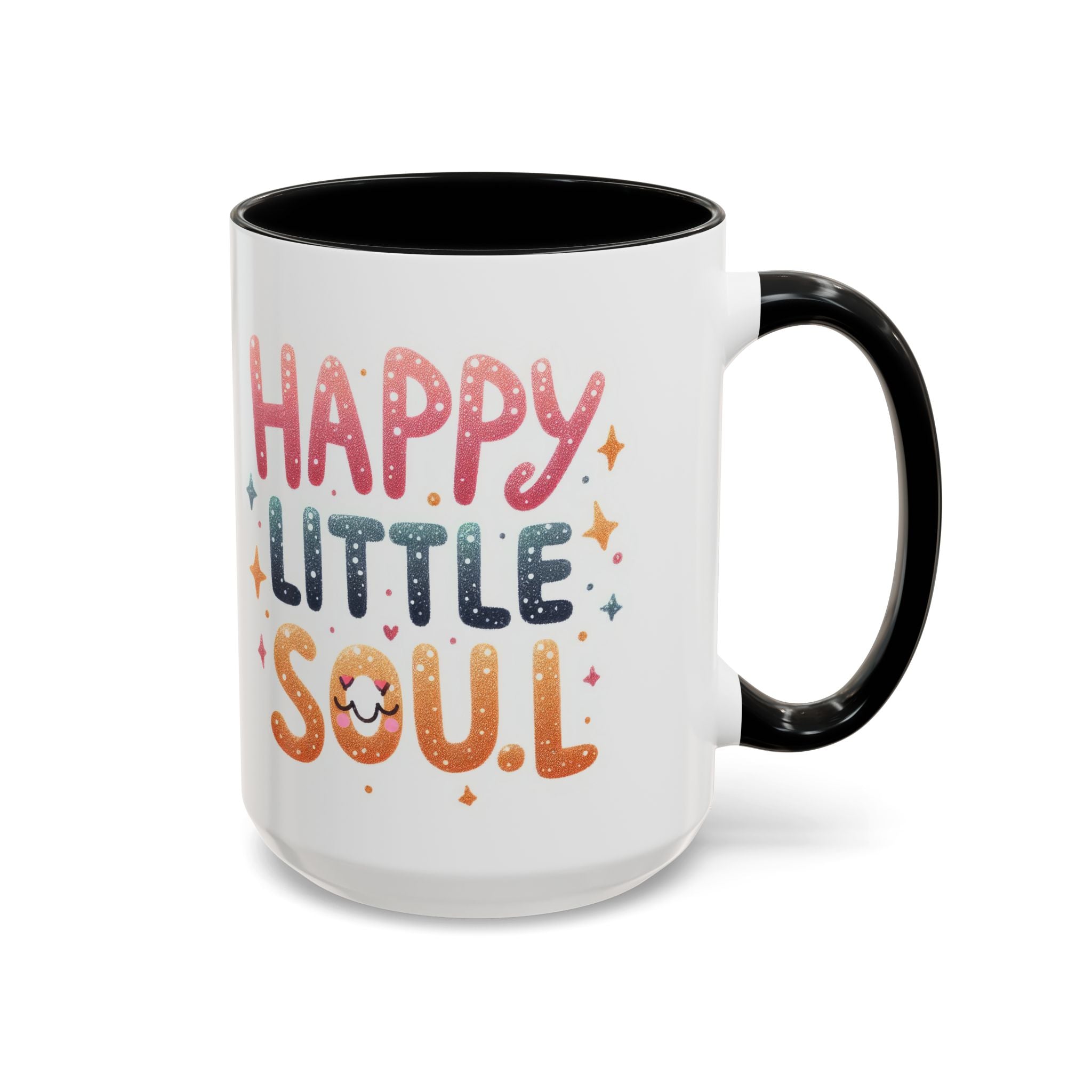 Happy Little Soul Accent Coffee Mug – Cute Positive Morning Quote (11/15 oz)