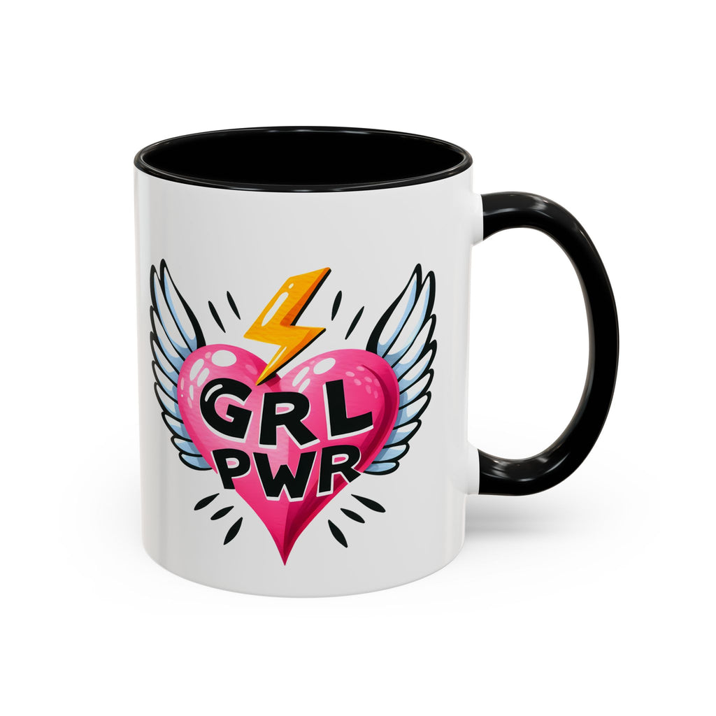 Empowering Heart Coffee Mug | Inspirational Gift for Women, GRL PWR Mug, Cute Kitchen Decor, Unique Friendship Gift, Motivational Coffee Cup