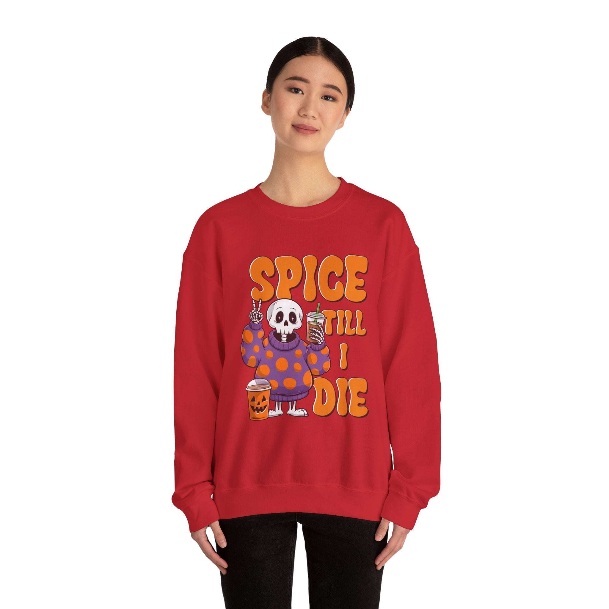 Spooky Fall Sweatshirt - Unisex Crewneck with 'Spice Till I Die' Design, Halloween, Cozy Autumn Vibe, Perfect for Halloween Parties