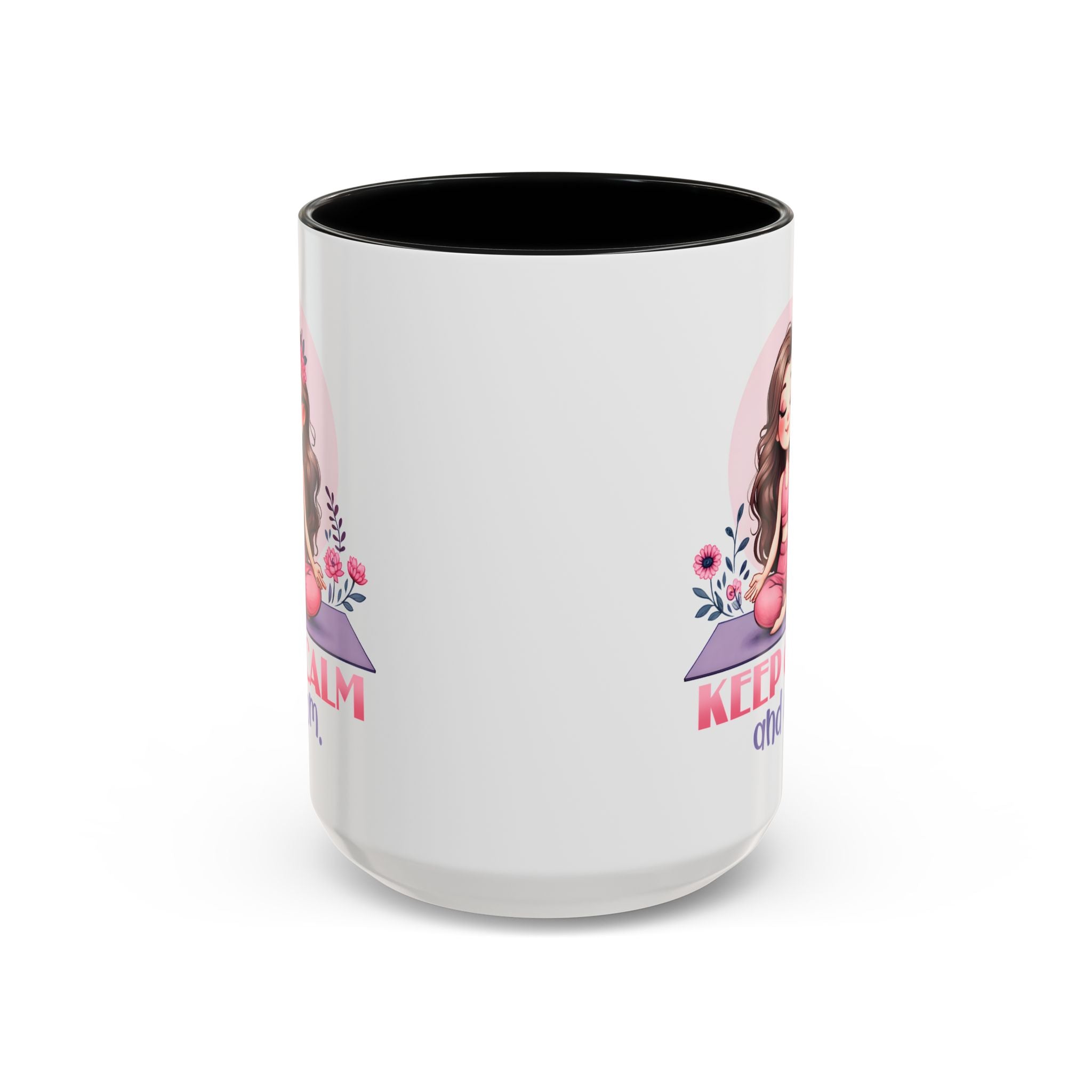 Relaxing Yoga Coffee Mug, Keep Calm and Om Mug, Inspirational Gift, Meditation Mug, Self-Care Coffee Cup, Yoga Lover's Gift