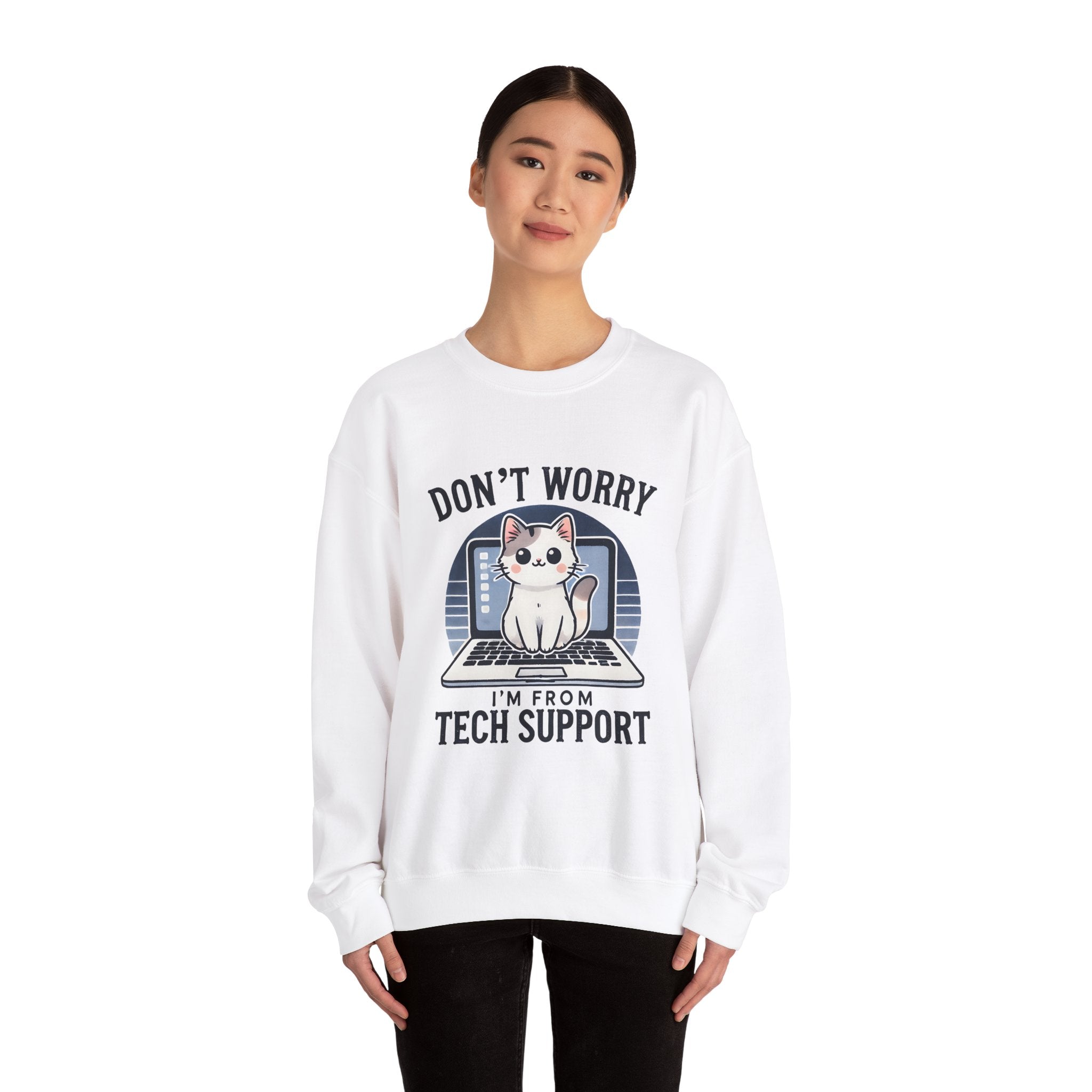Tech Support Cat Crewneck Sweatshirt – Fun Gift for IT Lovers